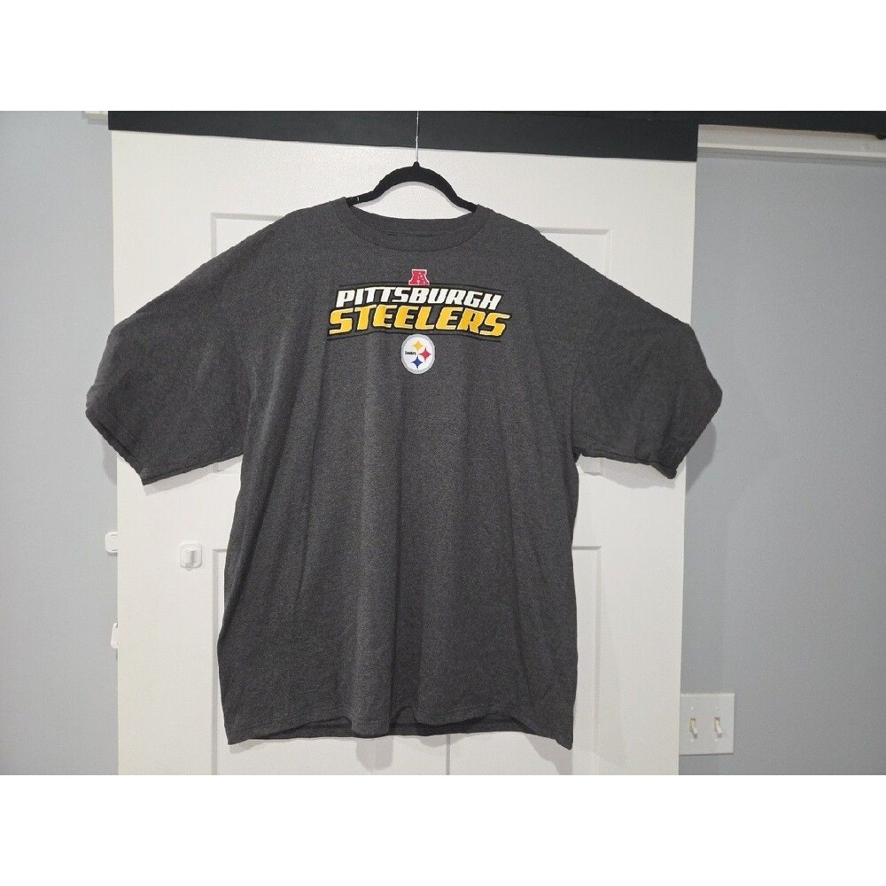 NFL Team Apparel Pittsburgh Steelers Football Shirt T-Shirt Charcoal 2XL